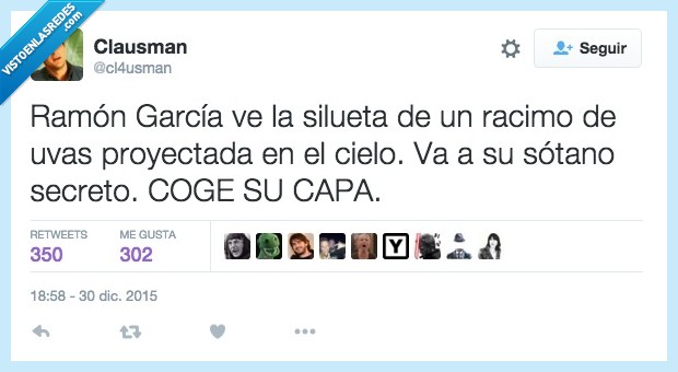 Ramón García,silueta,racimo,uva,cielo,sótano,capa,nochevieja,campanadas