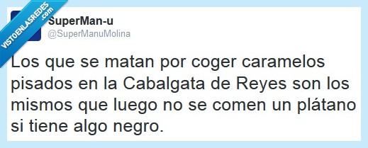 cabalgata de reyes,5 de enero,caramelos,pisados,coger,plátano,comer,negro
