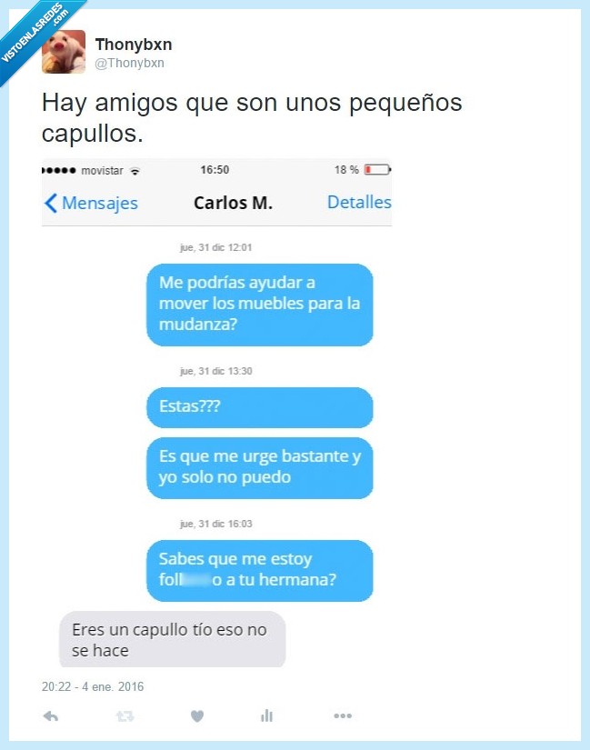 mensaje,amigo,hermana,tirar,pedir,ayuda,mudanza,por favor