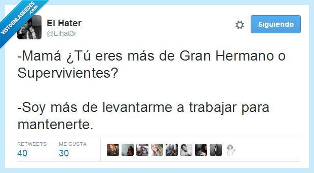 Madre,televisión,telebasura,Gran Hermano,Supervivientes,Trabajo