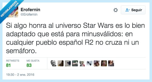 honra,universo,star wars,adaptado,minusvalido,pueblo,español,r2d2,adaptar,semaforo