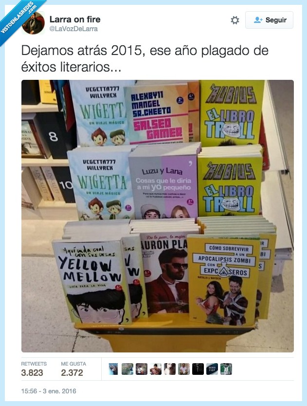 libro,literatura,momento,literario,exito,youtuber,vegetta777,auronplay,el rubius,yellow mellow