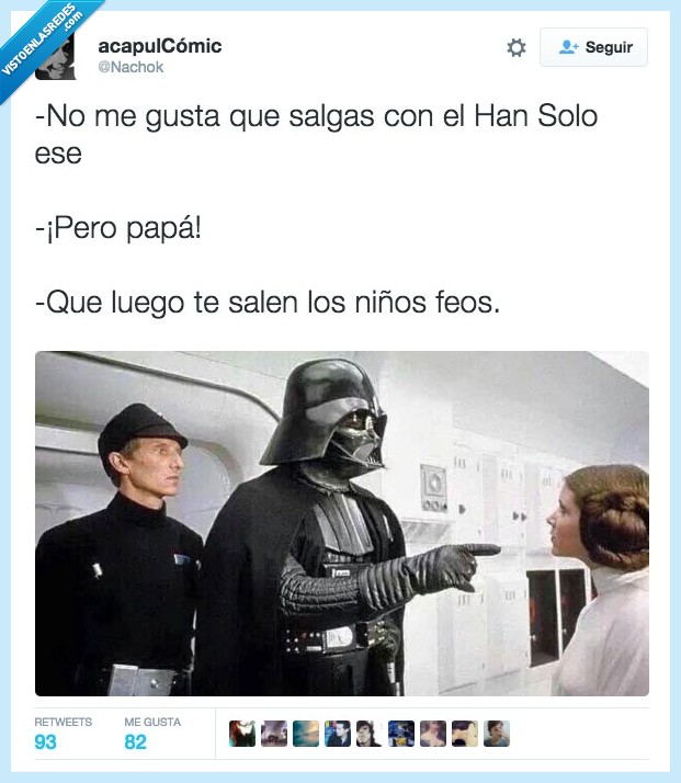 avisada,aviso,Darth Vader,Han Solo,Leia,padre,hijos,feos,Kylo Ren,advertencia,juntar