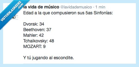 musica,infancia,escondite,edad,Mozart,Dvorak,Beethoven,Mahler,Tchaikovsky,años