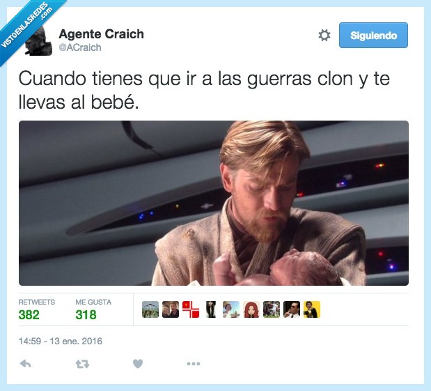 hijo,bebe,llevar,guerras,clon,Bescansa,Obi Wan Kenobi
