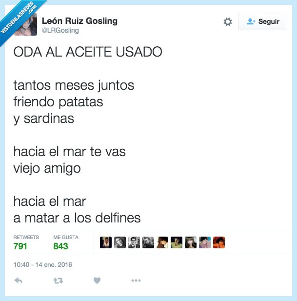 oda,aceite,usado,junto,mes,freir,patata,sardina,delfin,contaminar,mar