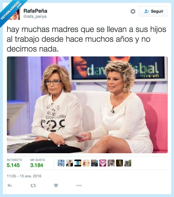 Terelu,Maria Teresa,Campos,llevar,hija,hijo,trabajo,madre,telecinco,qué tiempo tan feliz