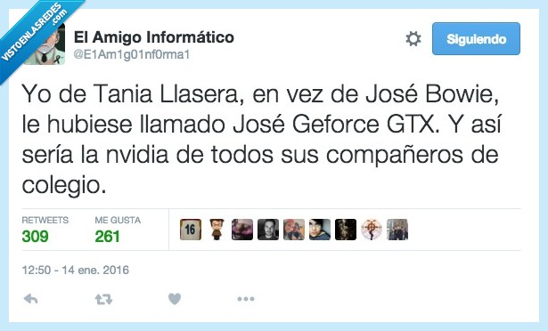 hijo,Tania Llasera,Jose Bowie,Jose Geforce GTX,grafica,nvidia,compañero,colegio