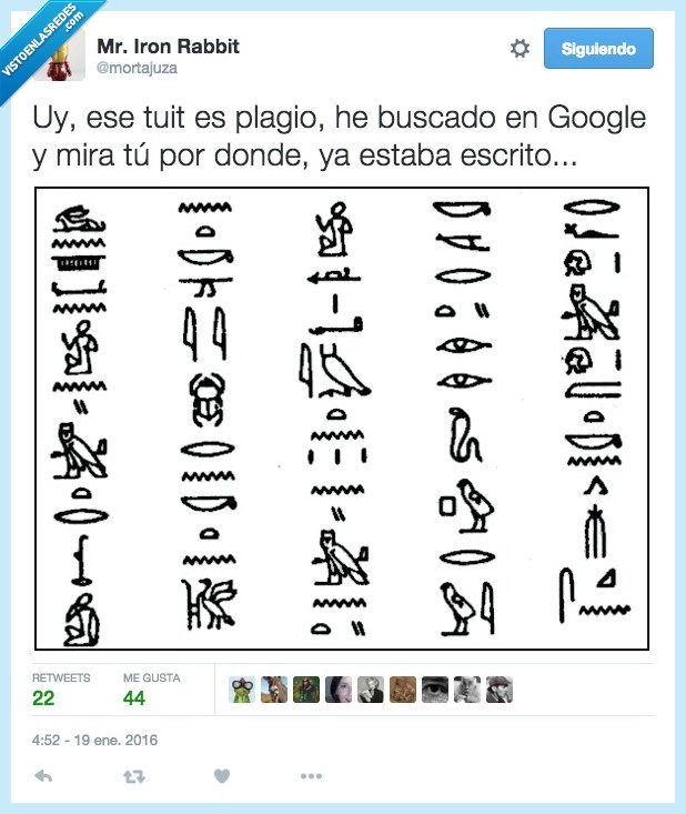 tuit,tweet,plagio,buscado,buscar,Google,escrito,donde,jeroglifico
