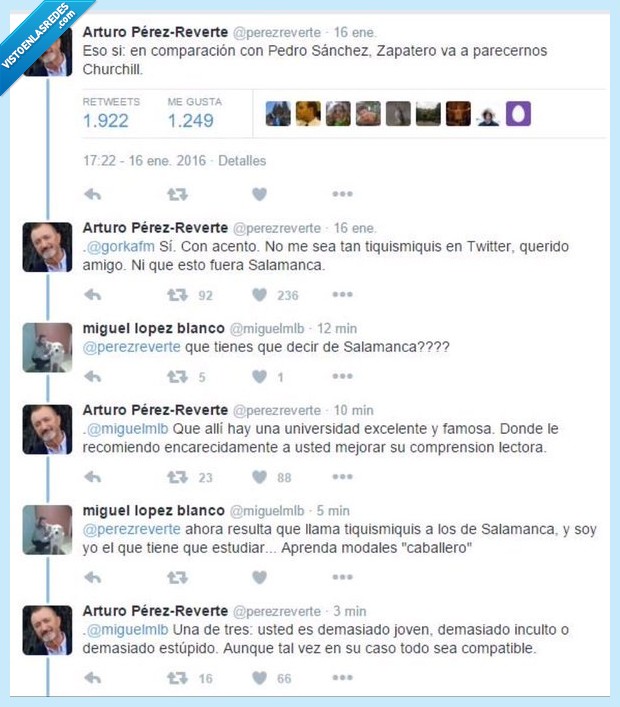Pérez-Reverte,borrar,Salamanca,universidad,corregir,twitter,cuenta,equivocación,ortografía
