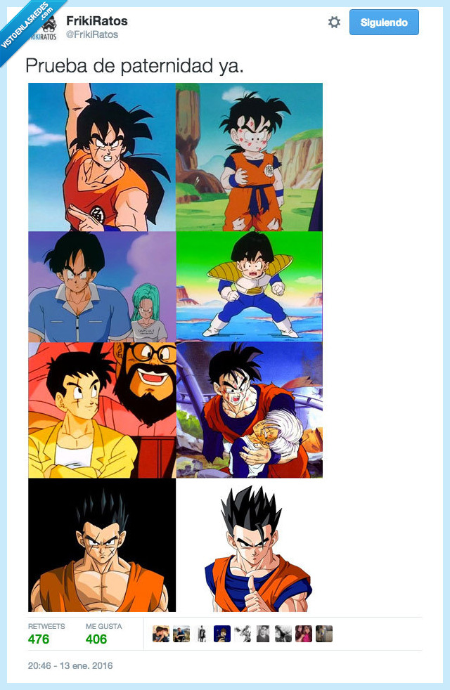 Yamcha,Son Gohan,hijo,padre,Goku,Dragon Ball,prueba de paternidad,pelo,peinado,clavado
