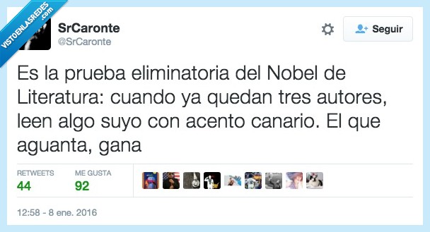 prueba,eliminatoria,nobel,literatura,leer,acento,canario,aguantar,ganar,libro