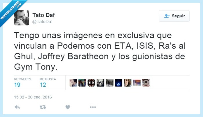 imagenes,exclusiva,vinculan,vincular,podemos,ETA,ISIS,Ra's Shul,Joffrey Baratheon,Absurdo,guionistas,Gym Tony