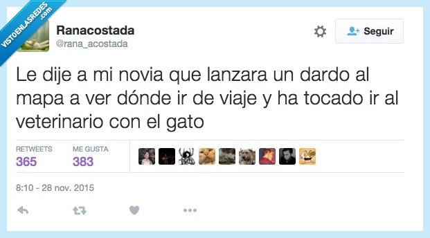 novia,lanzar,dardo,mapa,viaje,veterinario,tirar,clavar,gato,punteria