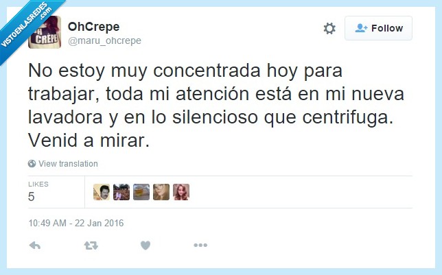 concentrada,concentrar,trabajar,lavadora,atención,silencioso,centrifugar