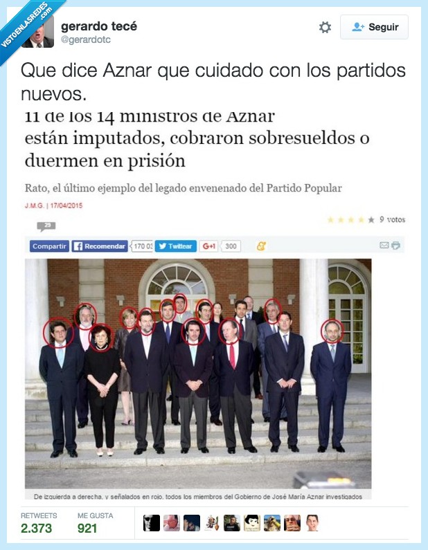 Aznar,ministro,prisión,cárcel,sobresueldo,cobrar,partido,nuevo,podemos,Ciudadanos