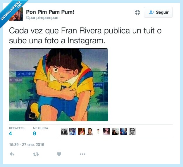 oliver,benji,supercampeones,dolor,leer,publicación,Fran Rivera,Paquirri,tuit,tweet,foto,instagram