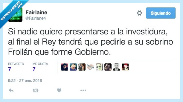 presentar,investidura,Rey,sobrino,Froilán,formar,Gobierno