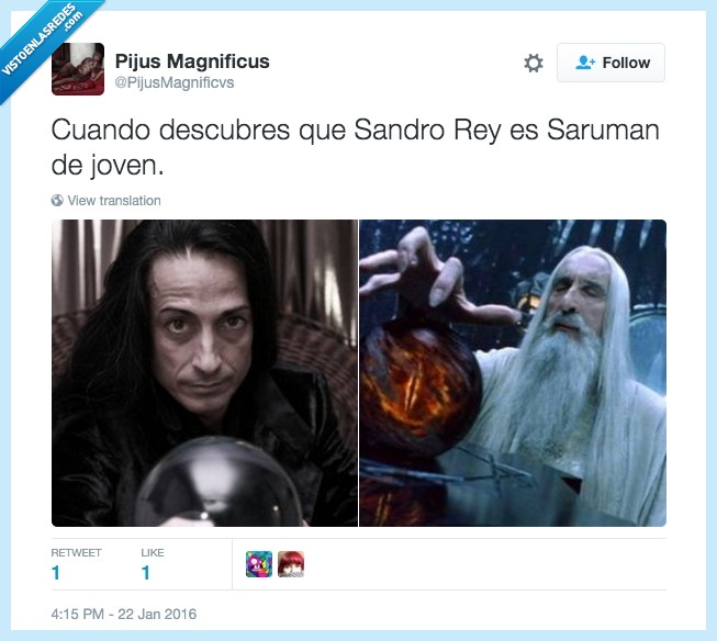 bola,Saruman,brujo,adivinar,futuro,peluca,mago,magia,Sandro Rey,El señor de los anillos