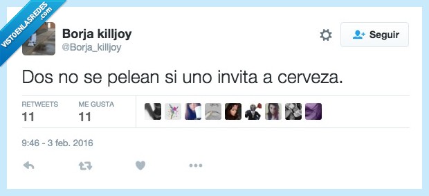 dos,no pelean,uno,invita,invitar,cerveza,gratis