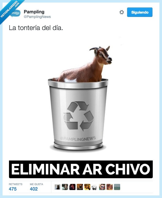 eliminar,archivo,chivo,cabra,papelera,chiste,juego de palabras