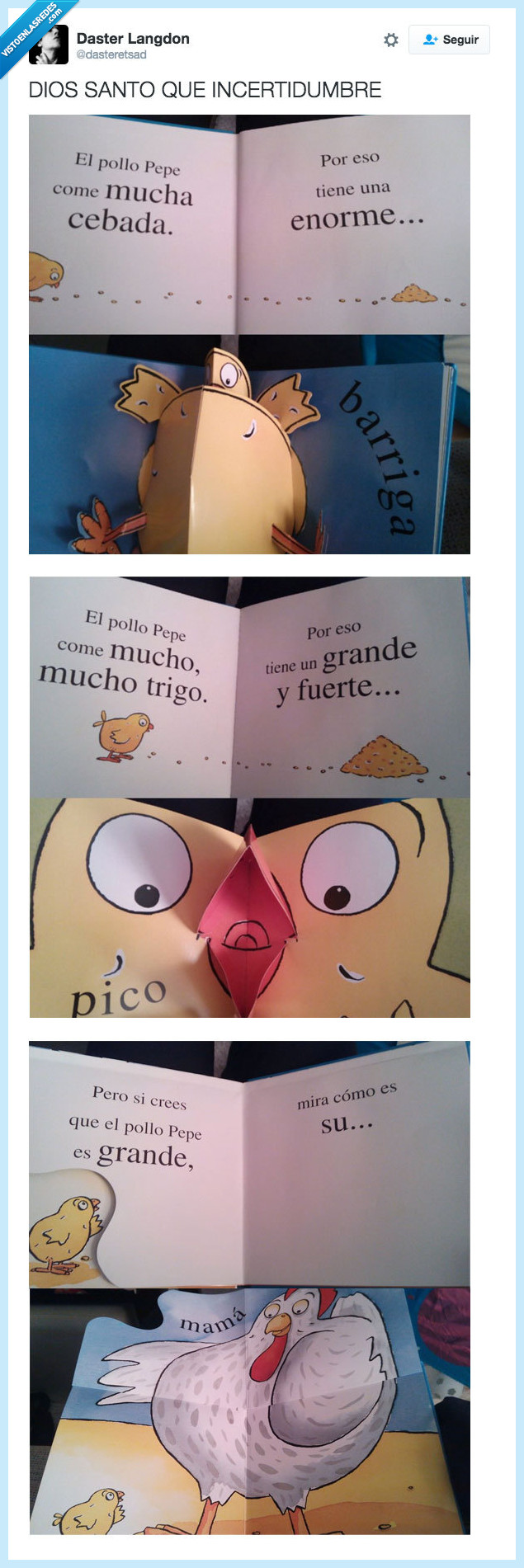 incertidumbre,gallina,pollito,grande,malpensados,enorme,libro,niños