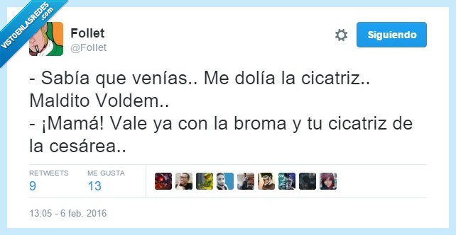 Voldemort,harry potter,cicatriz,mamá,cesarea,hijo