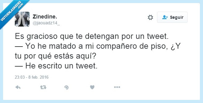 twitter,carcel,detención,matar,compañero,libertad de expresion