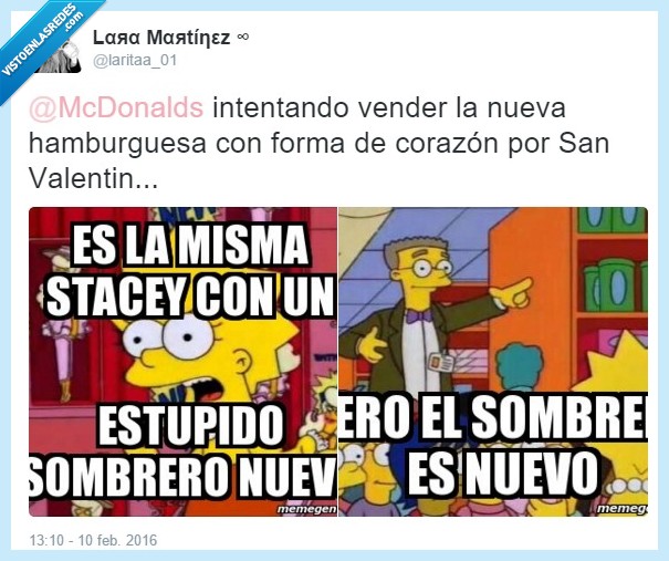 Mcdonalds,San Valentin,Vaya timo,Que será lo siguiente? Pizzalada?,14 febrero,hamburguesas