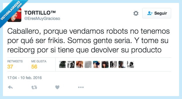 caballero,robot,vender,recyborg,recibo,cyborg,broma,devolver,producto