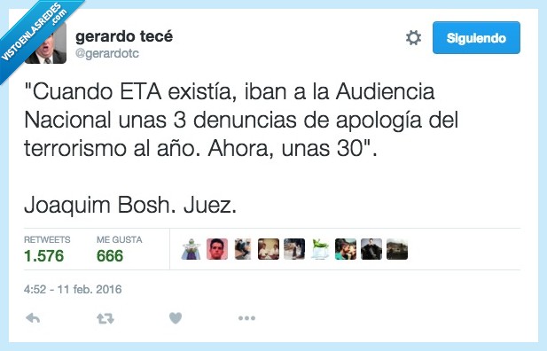 ETA,existir,denuncia,apología,terrorismo,año,audiencia nacional,juicio,juez,Joaquim Bosh,juzgado