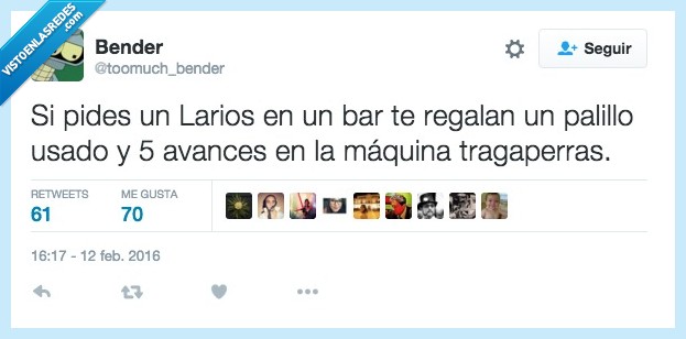 Larios,bar,regalar,palillo,usado,avance,maquina,tragaperras,cuñao