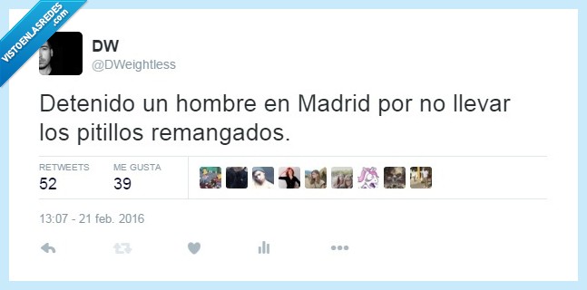 detenido,hombre,Madrid,pitillos remangados