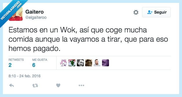 wok,comida,buffet libre,comer,tirar,pagado,pagar