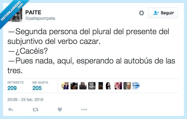 tiempo,verbal,caceis,qué hacéis,esperando,esperar,autobús