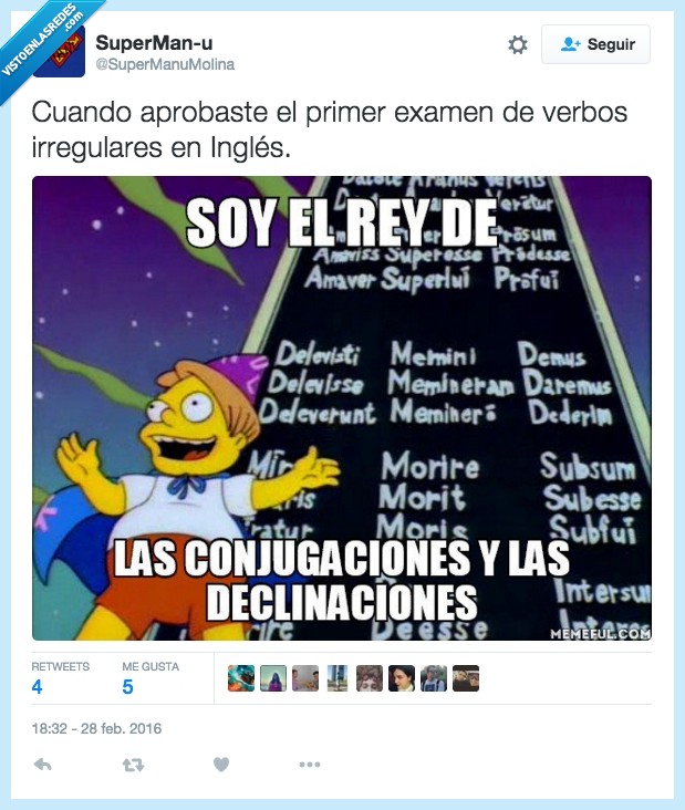 los simpsons,martin prince,verbos,inglés,examen