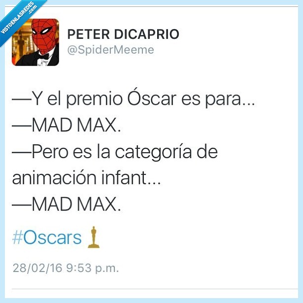 twitter,oscar,premios oscar,Mad Max,película,animación infantil