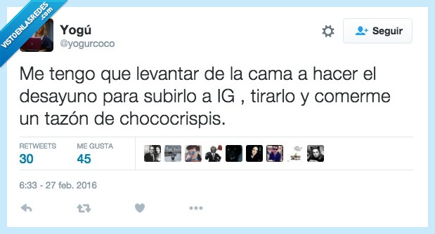 levantar,cama,hacer,desayuno,foto,instagram,chococrispis,tazón,postureo