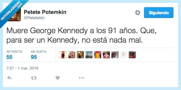 muere,morir,George Kennedy,91,años,edad,mayor,Kennedy