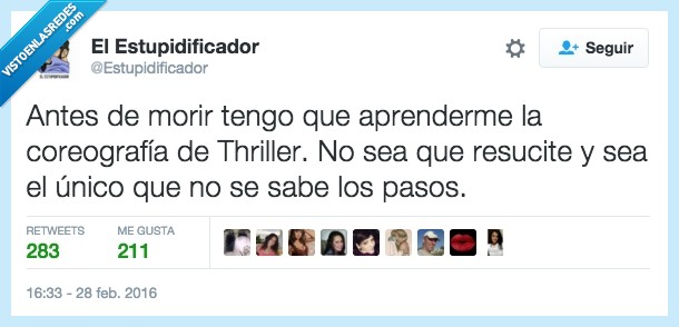 morir,antes,aprender,coreografía,baile,thriller,resucite,resucitar,unico,pasos