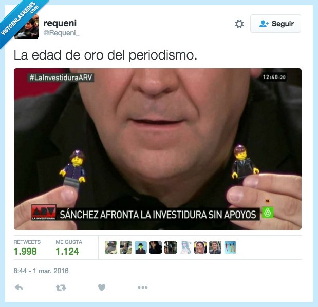 edad,oro,periodismo,Sanchez,pedro sanchez,politica,muñeco,lego,investidura
