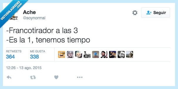 francotirador,tres,una,tiempo,1,3,hora,posición