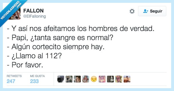 papi,padre,hijo,aprender,afeitar,hombre,verdad,corte,cortecito,urgencias,112,llamar