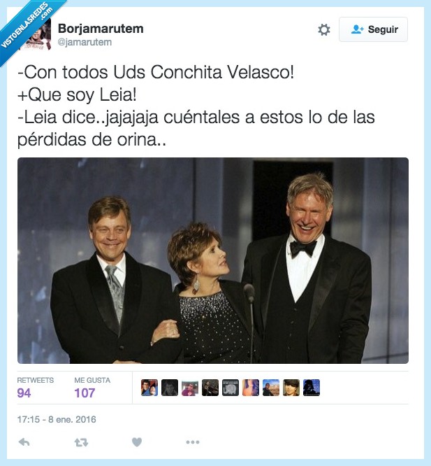 Conchita,Concha,Velasco,Leia,Han Solo,Luke Skywalker,Star Wars,pérdidas,Carrie Fisher