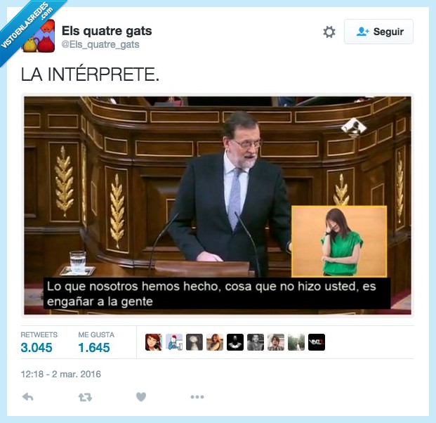 interprete,sordo,traducción,Rajoy,engañar,personas