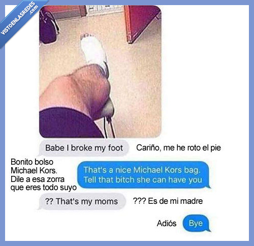 novia,celosa,celos,bolso,Michael Kors,marca,pie,romper,roto,novio,pareja,madre