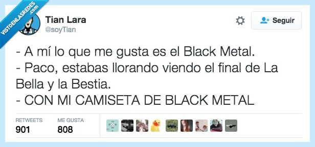 black metal,gustar,llorar,lorando,final,La Bella y la bestia,camiseta,rock,heavy