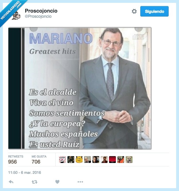 mariano,greatest hits,alcalde,vino,Rajoy,canciones,CD,europea,ruiz