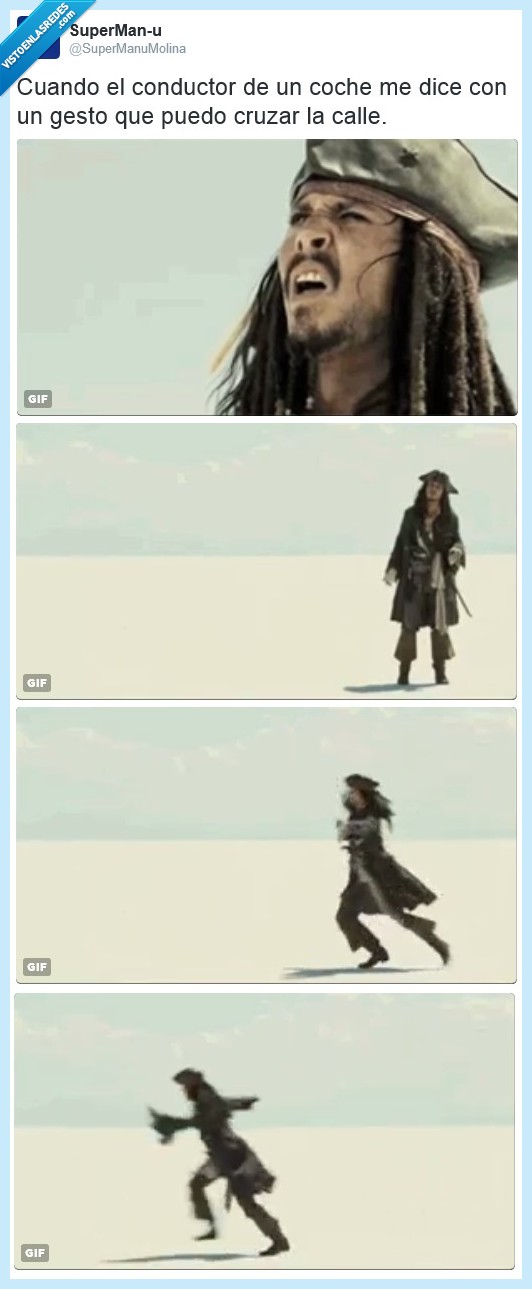 piratas del caribe,jack sparrow,gesto,coche,pasar,conductor