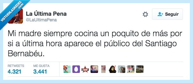 madre,siempre,cocinar,mas,publico,sorpresa,Santiago Bernabeu,comida